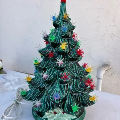 Vintage 17" Ceramic Lighted Christmas Tree