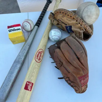 Baseball And Softball Gloves And Bats