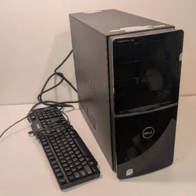 Tailor Made Black Dell Vostro 420 Desktop Computer Tower Paired With A Wired Keyboard