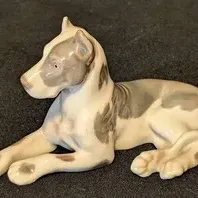 Vintage Bing & Grondahl Denmark Porcelain Reclining Great Dane Figurine #2190