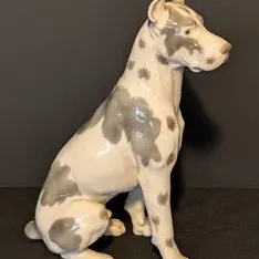 Vintage Bing & Grøndahl Porcelain Seated Great Dane Figurine (Model #2038)

