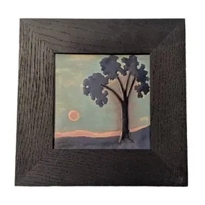 Stone Hollow Ceramic Wall Art Tile - Stone Hollow Framed Tree Landscape