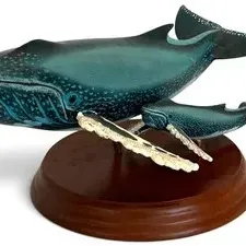 Whale Sculpture - Nature Crafts Humpback Whales Limited Edition. 
Hand-painted humpback whale and calf figurine mounted on a polished...