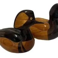 Vintage Marv Meyer Hand-Carved Hooded Merganser Duck Decoy Pair