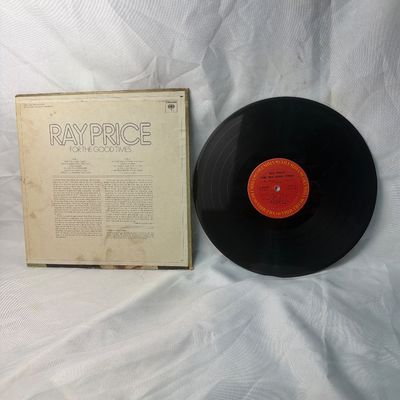 Sale Photo Thumbnail #45: Ray Price "For the Good Times" vinyl record album (Columbia, C 30106). Includes the original gatefold jacket and 12-inch vinyl LP. The jacket shows some shelf wear, edge wear, and light discoloration consistent with age. The vinyl disc shows some light su