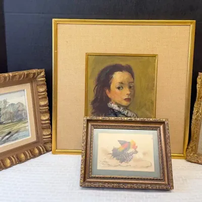 4 Gold Framed Original Art Pieces