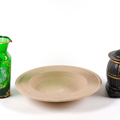 Peasant Valley Ceramic Dish, Bohemian Pitcher & Cookie Jar