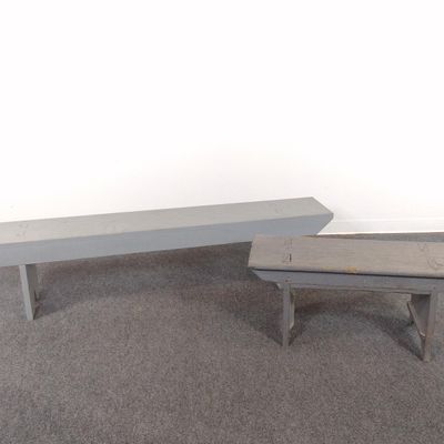 2 Blue Painted Benches