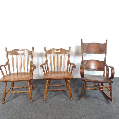 Plank Bottom Chairs And Rocking Chair