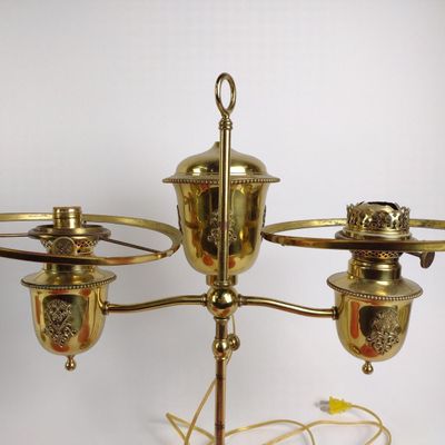 2 Student Lamps With Salmon-Colored Shades