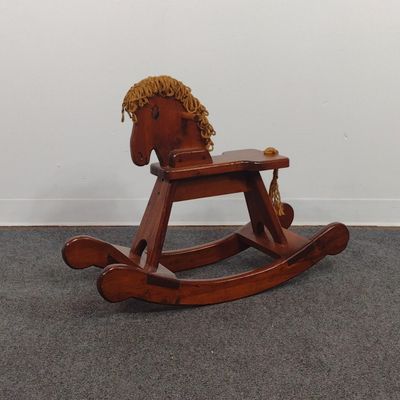 Vintage Signed Wooden Rocking Horse