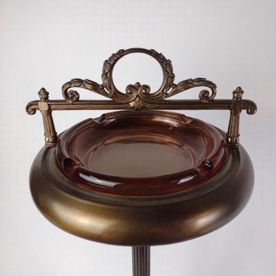 Brass Standing Ash Tray & Reproduction Copper Spear