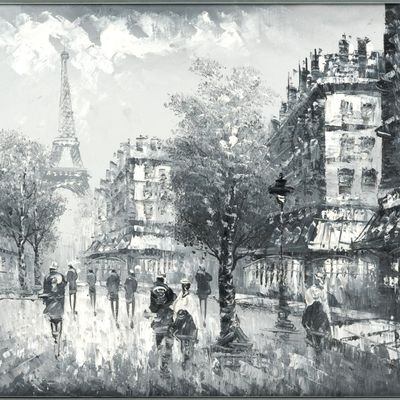 Signed "Bareu" Black & White Painting