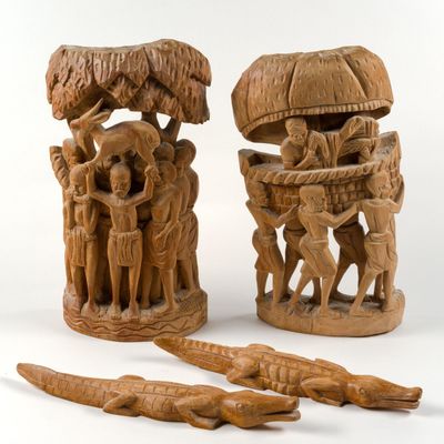 4 Carved Wooden African Folk Art Pieces