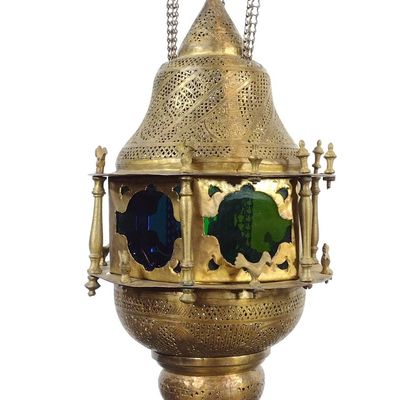 Moorish-Style Hanging Brass Lantern