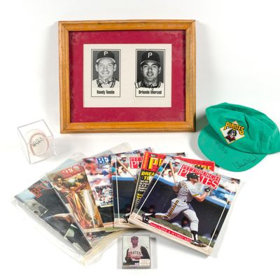 Randy Tomlin & Orlando Merced Signed Photo, Hat & Baseball