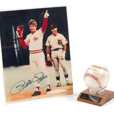 Pete Rose Autographed Baseball & Signed Picture With COA