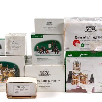 9 Boxes of Department 56 Heritage Village Collection Incl. Dickens Village Series