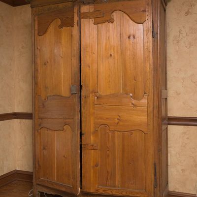 Antique French Provincial Carved Pine Armoire
