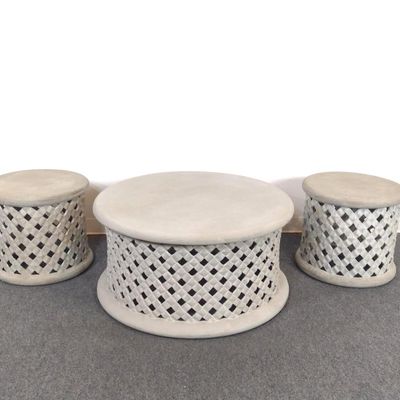 Arhaus Cement Coffee And End Table Set