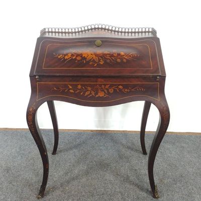 Ladies Inlaid Desk With Brass Gallery