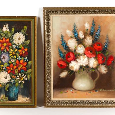 2 Floral Still Life Paintings