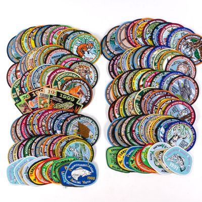 Assorted Fish, Boat, and Game Commission Patches