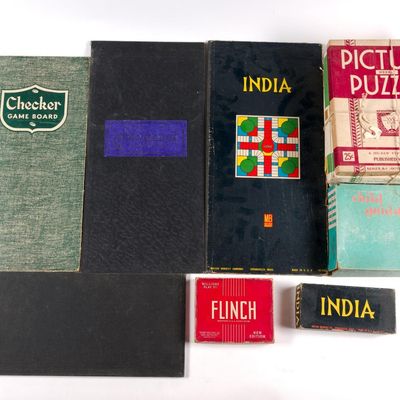 10 Vintage Childrens Board Games Incl. India