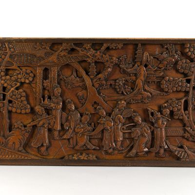 Carved Japanese Wood Relief