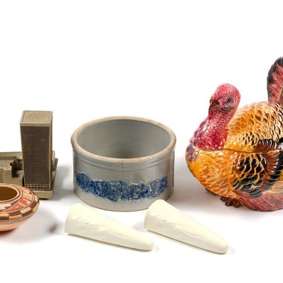 Louisville Pottery Statue, Turkey Tureen & Reproduction Native American Bowl