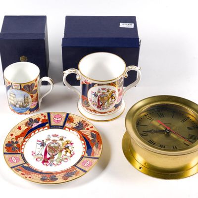 3 Pieces Lord Nelson Royal Worcester China & Lord Nelson Brass Clock