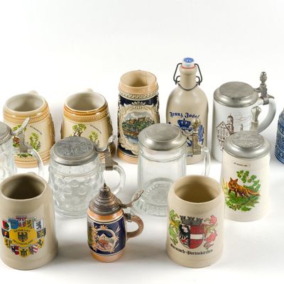 14 Beer Steins & Teapot