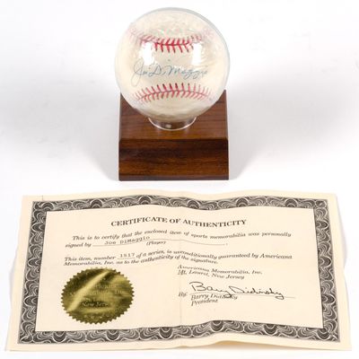Joe DiMaggio Signed Baseball with COA