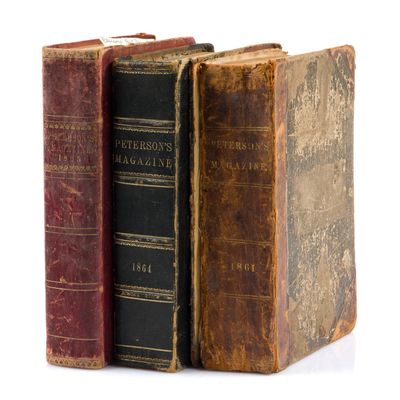 3 Antique Volumes Of "Petersons Magazine" 1861, 1864 & 1865