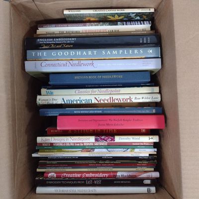 32 Books On Textiles & Antiques Incl. American Needlework