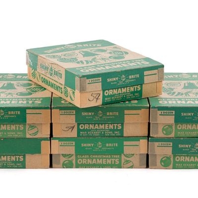 7 Boxes Of Vintage Shiny Brite Christmas Ornaments