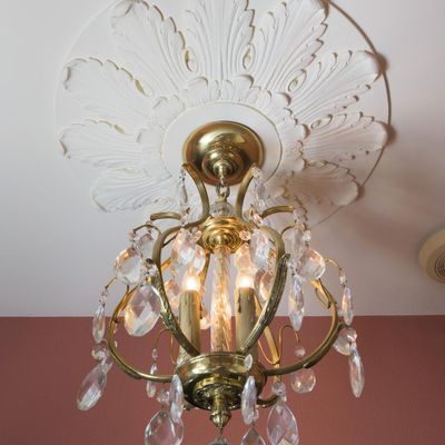 3 Matching Brass & Crystal Chandeliers