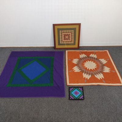Framed Quilt Square & 3 Miniature Quilts
