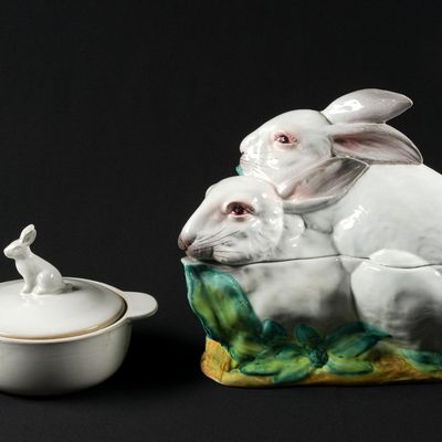 Vintage Italian Rabbit Tureen & Covered Dish