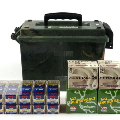 14 Boxes Of .22 Long Rifle Ammunition & Ammo Box