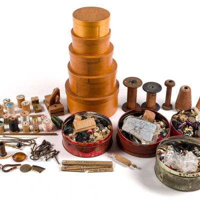 Vintage Sewing Supplies Incl. Buttons & Thread