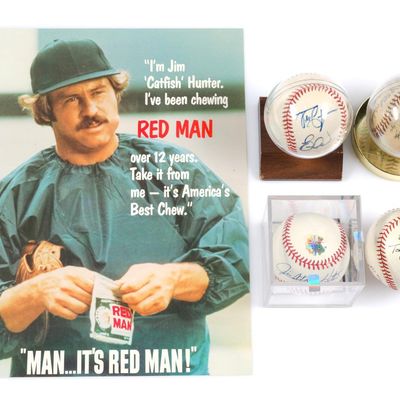 4 Signed Baseballs Incl. Jim "Catfish" Hunter With COA
