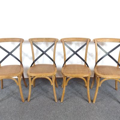 4 Arhaus Cane Seated Chairs