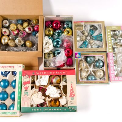 8 Boxes Of Vintage Christmas Ornaments Incl. Woolworth's