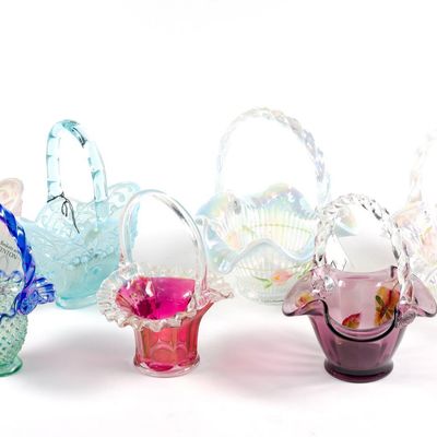 7 Fenton Art Glass Baskets