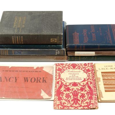 4 Antique Sewing Books, 2 Antique Pamphlets & 4 Vintage Educational Books