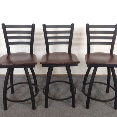 3 Black Metal Bar Stools