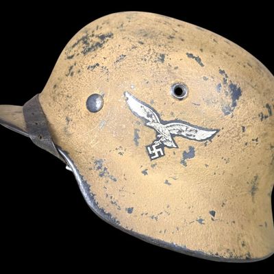 Sale Photo Thumbnail #484: WWII German Luftwaffe M35 Tropical Camo Helmet