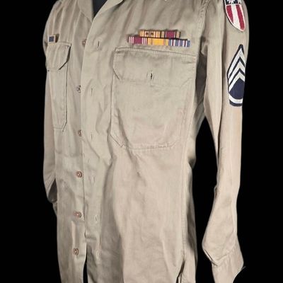 Sale Photo Thumbnail #290: Scarce WWII CBI Theater-Made Shirt w/ DFC, AM