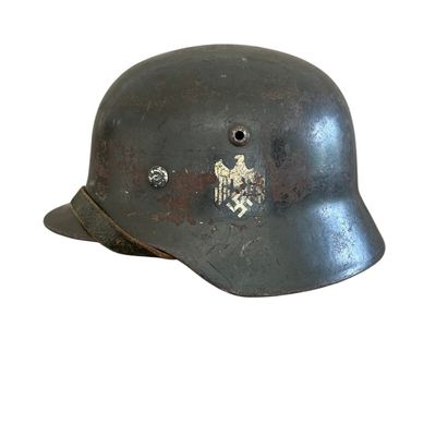 Sale Photo Thumbnail #472: Rare WWII M35 Double Decal Luftwaffe Helmet NS62